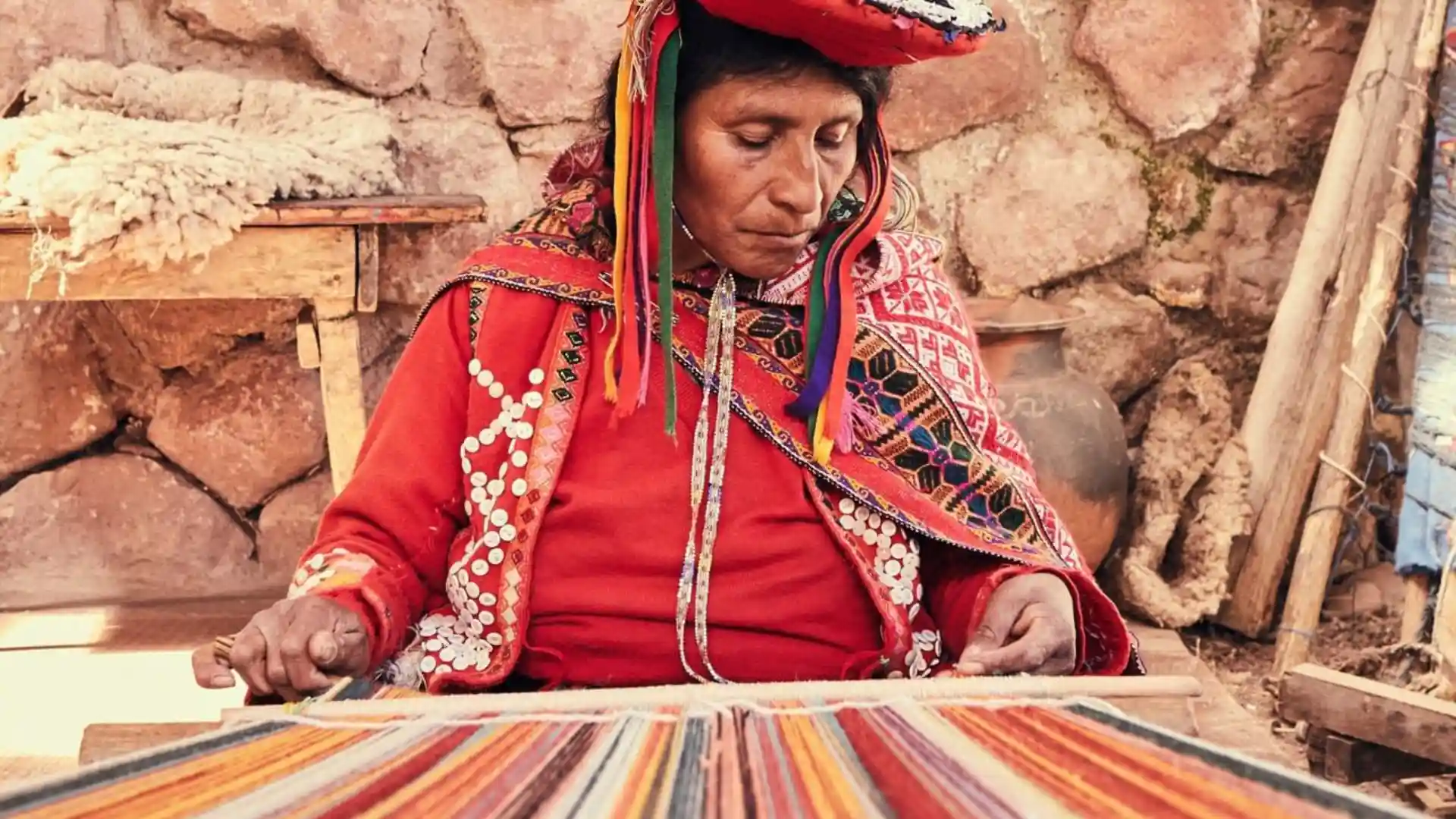 Demostración de textilería y teñido natural con insumos andinos en Chinchero. turismo vivencial chinchero