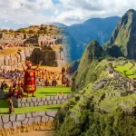 El Inca celebrando la festividad del Inti Raymi y vista panorámica de la ciudadela de Machu Picchu - Llamitas Travel